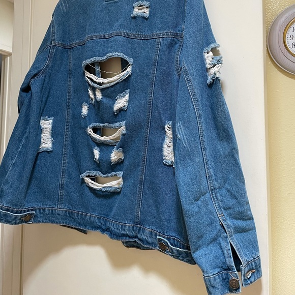 Wax Jean Distressed Blue Jean Jacket - Picture 4 of 5
